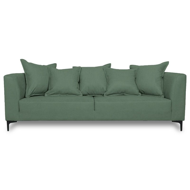 SOFAS HOME - SOFA CORDELIA CHENILLE TIPO LINO VERDE 3 CUERPOS