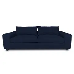 SOFAS HOME - SOFA BRIANA CHENILLE TIPO LINO AZUL 3 CUERPOS
