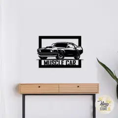 GENERICO - Cuadro Decorativo Auto Muscle Car NEGRO