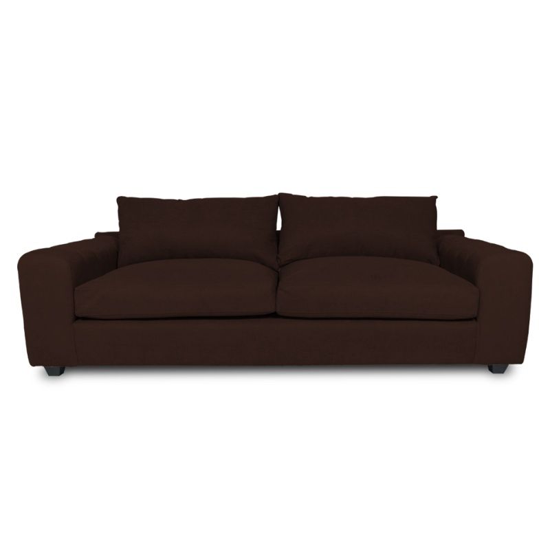 SOFAS HOME - SOFA BRIANA CHENILLE TIPO LINO CAFE 3 CUERPOS