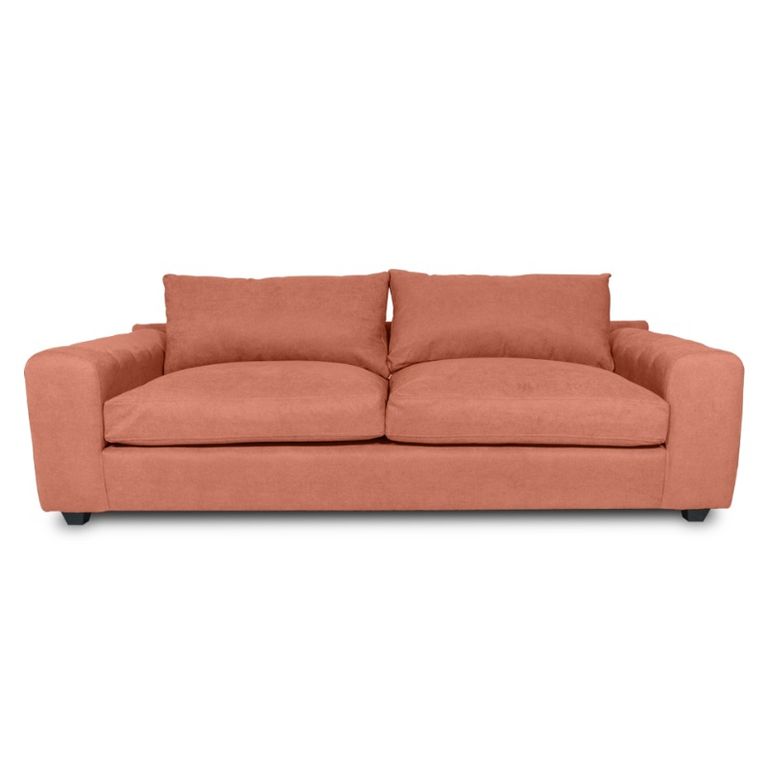 SOFA BRIANA CHENILLE TIPO LINO PALO ROSA 3 CUERPOS