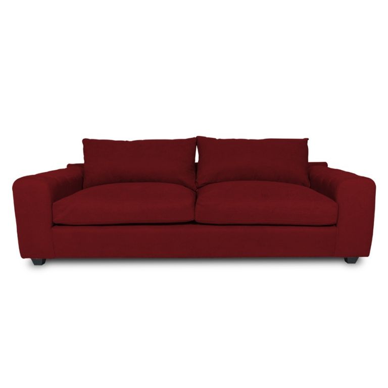SOFA BRIANA CHENILLE TIPO LINO ROJO 3 CUERPOS