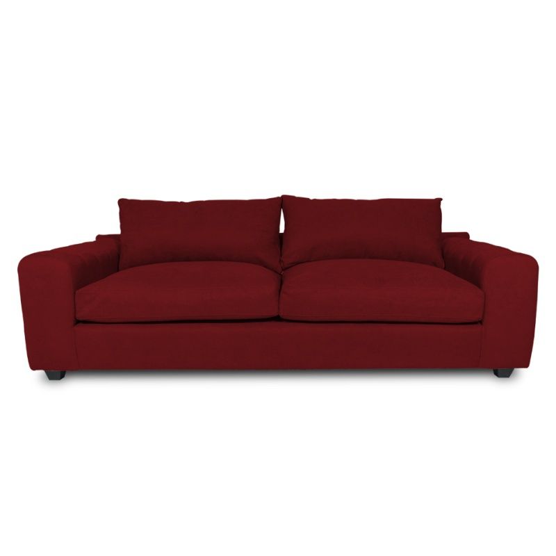SOFAS HOME - SOFA BRIANA CHENILLE TIPO LINO ROJO 3 CUERPOS