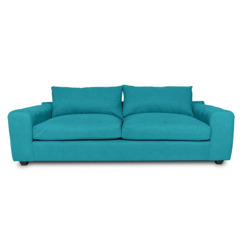 SOFAS HOME - SOFA BRIANA FELPA TURQUESA 2 CUERPOS