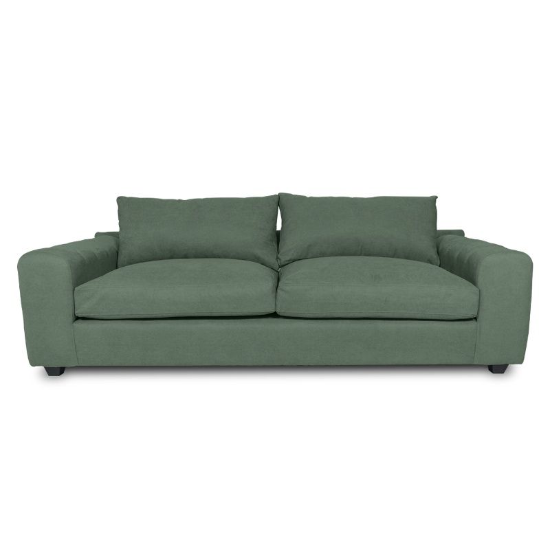 SOFAS HOME - SOFA BRIANA CHENILLE TIPO LINO VERDE 2 CUERPOS