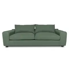 SOFAS HOME - SOFA BRIANA CHENILLE TIPO LINO VERDE 3 CUERPOS