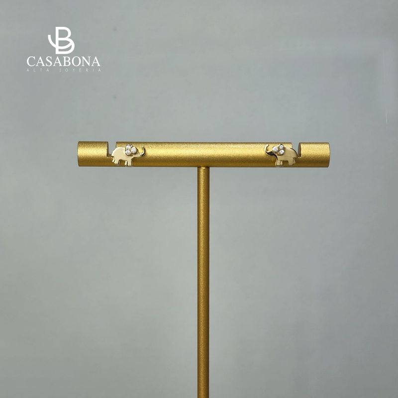 CASABONA - Aros de Elefante con Circon - Oro Amarillo 18k