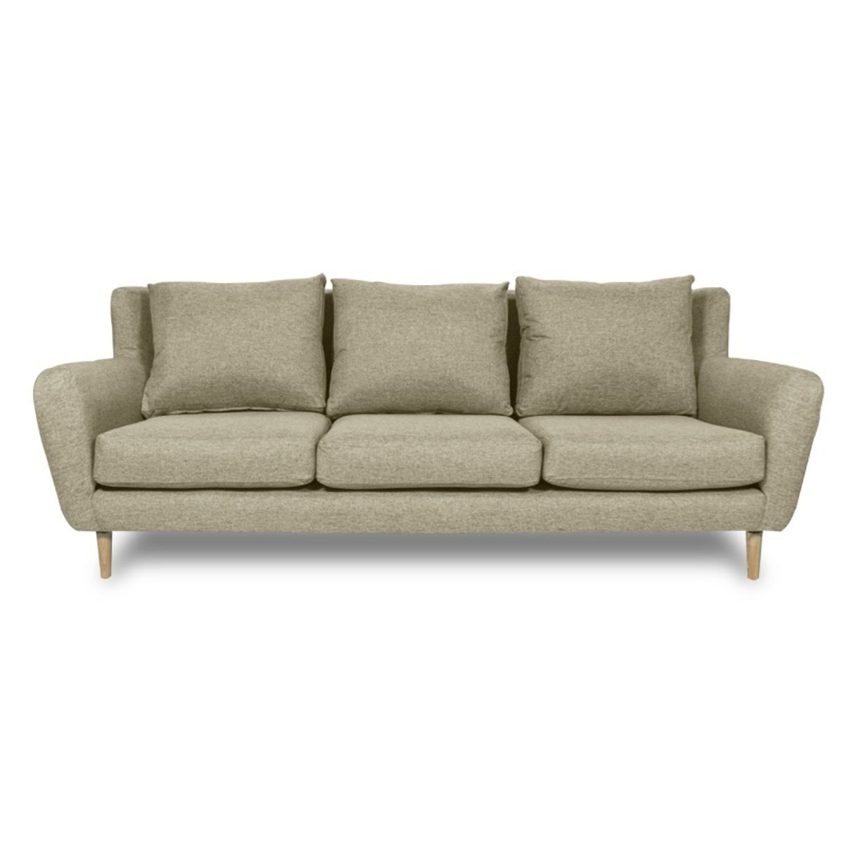 SOFAS HOME - SOFA LENORA CHENILLE TIPO LINO BEIGE 3 CUERPOS