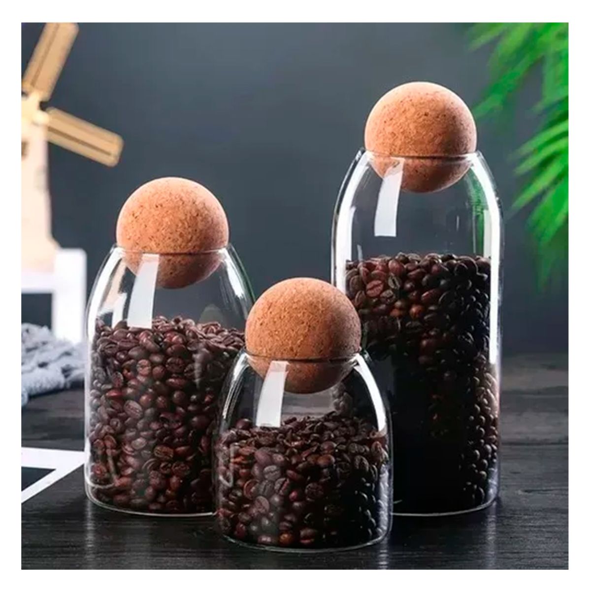 GENERICO - Pack 3 Botellas Frasco Vidrio De Corcho Transparente