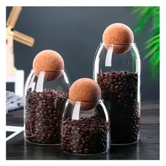 GENERICO - Pack 3 Botellas Frasco Vidrio De Corcho Transparente