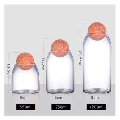 Imagen 2 del producto Pack 3 Botellas Frasco Vidrio De Corcho Transparente