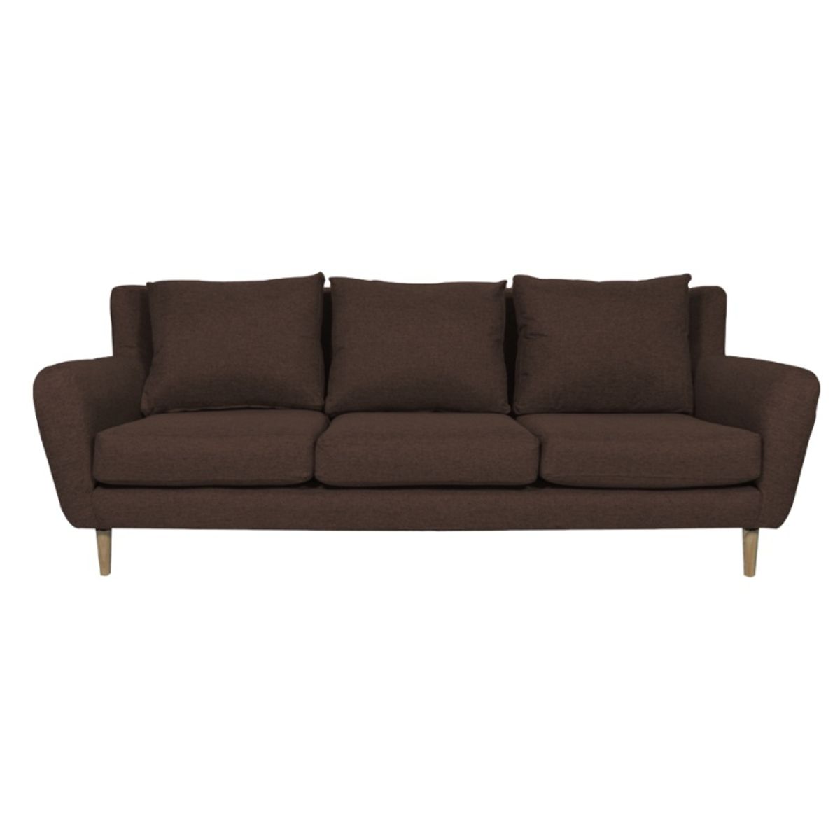 SOFAS HOME - SOFA LENORA CHENILLE TIPO LINO CAFE 3 CUERPOS
