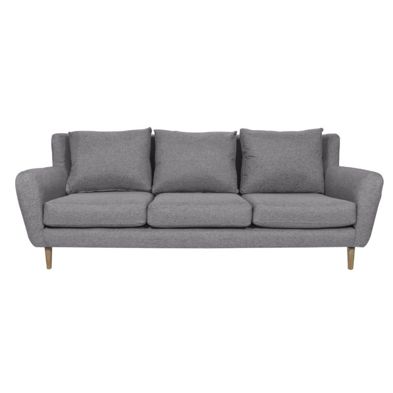 SOFAS HOME - SOFA LENORA CHENILLE TIPO LINO GRIS 3 CUERPOS