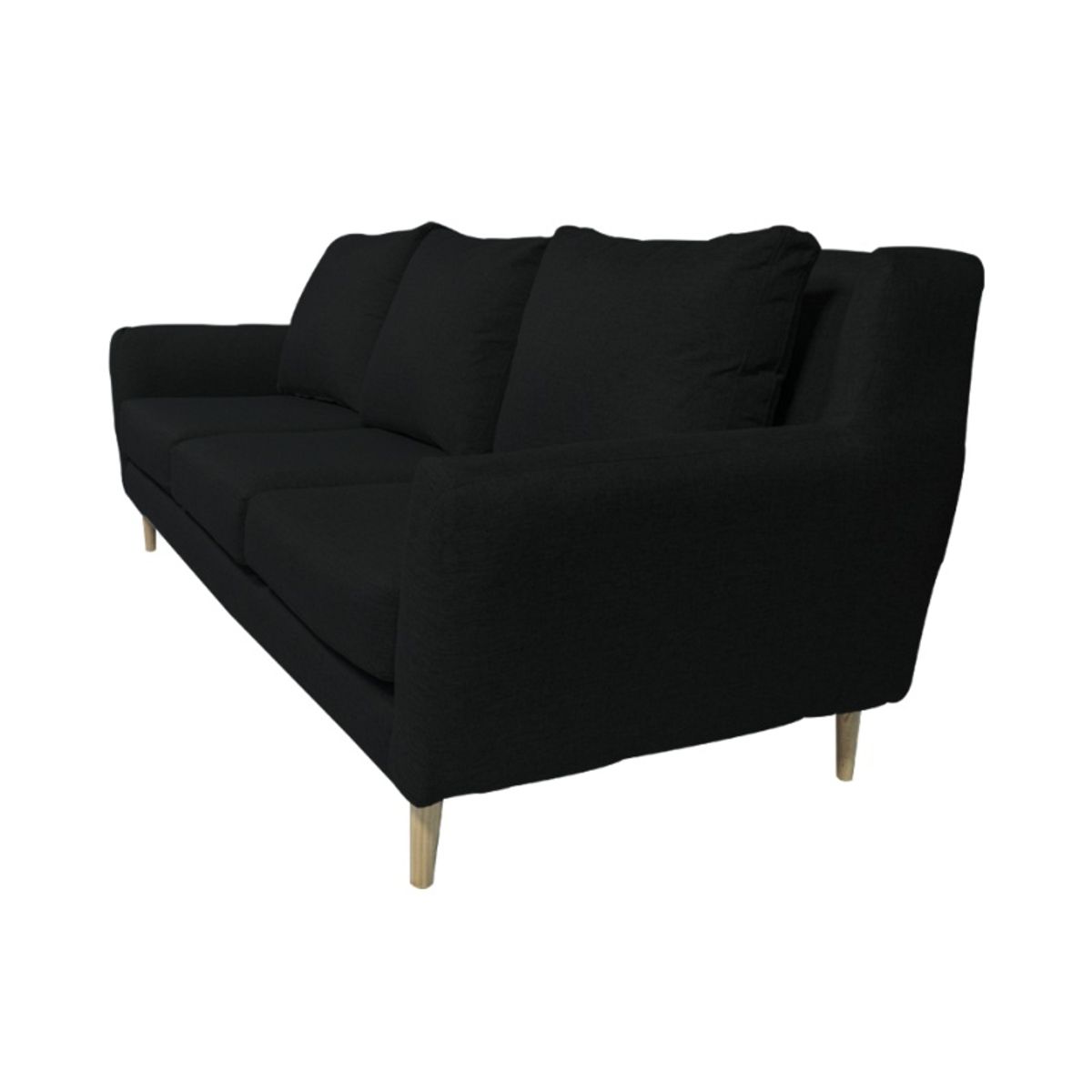 SOFAS HOME - SOFA LENORA CHENILLE TIPO LINO NEGRO 3 CUERPOS