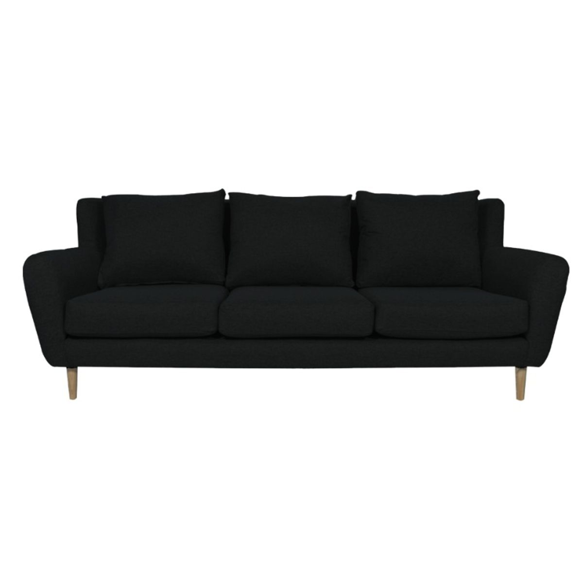 SOFAS HOME - SOFA LENORA FELPA  NEGRO 3 CUERPOS