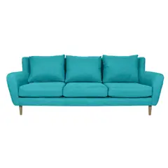 SOFAS HOME - SOFA LENORA CHENILLE TIPO LINO TURQUESA 3 CUERPOS