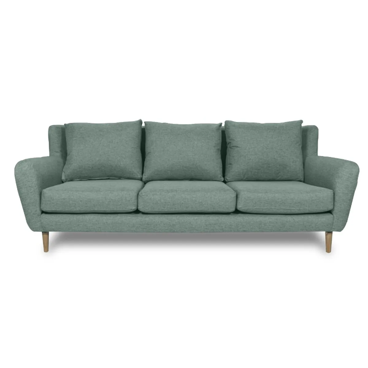 SOFAS HOME - SOFA LENORA CHENILLE TIPO LINO VERDE 3 CUERPOS