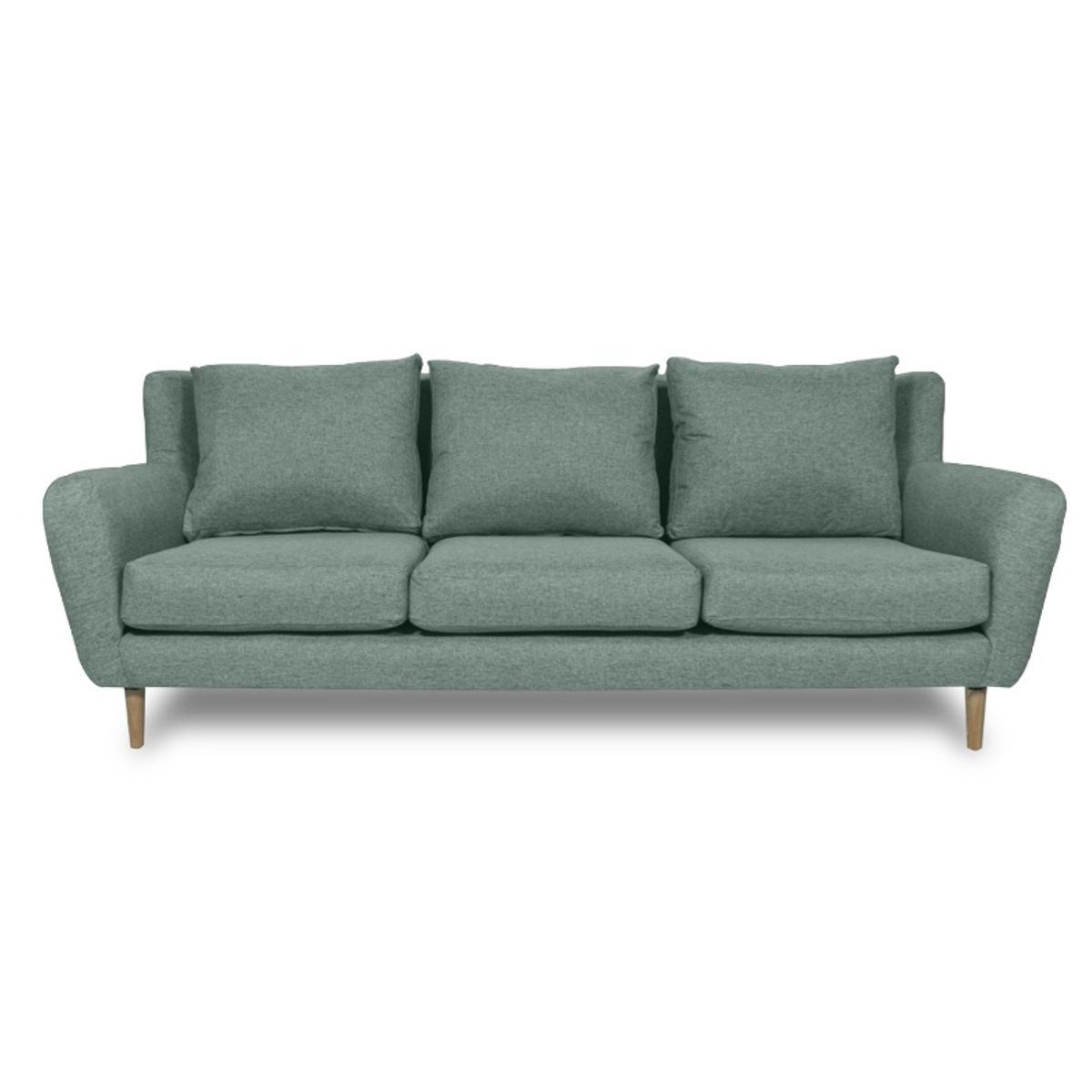 SOFAS HOME - SOFA LENORA FELPA VERDE 3 CUERPOS