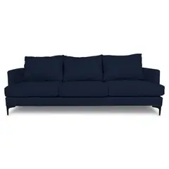 SOFAS HOME - SOFA ALDARA CHENILLE TIPO LINO AZUL 3 CUERPOS