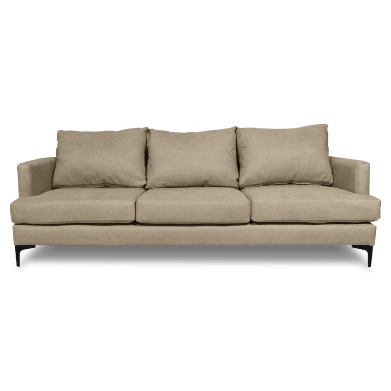 SOFAS HOME - SOFA ALDARA CHENILLE TIPO LINO BEIGE 3 CUERPOS