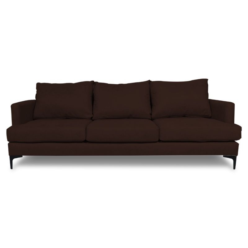 SOFAS HOME - SOFA ALDARA CHENILLE TIPO LINO CAFE 3 CUERPOS