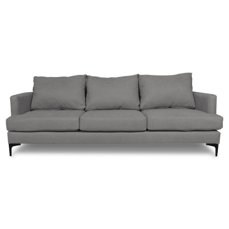 SOFAS HOME - SOFA ALDARA FELPA GRIS 3 CUERPOS
