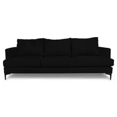 SOFAS HOME - SOFA ALDARA CHENILLE TIPO LINO NEGRO 3 CUERPOS
