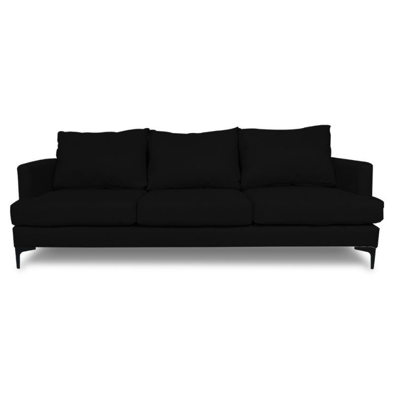 SOFAS HOME - SOFA ALDARA FELPA NEGRO 3 CUERPOS