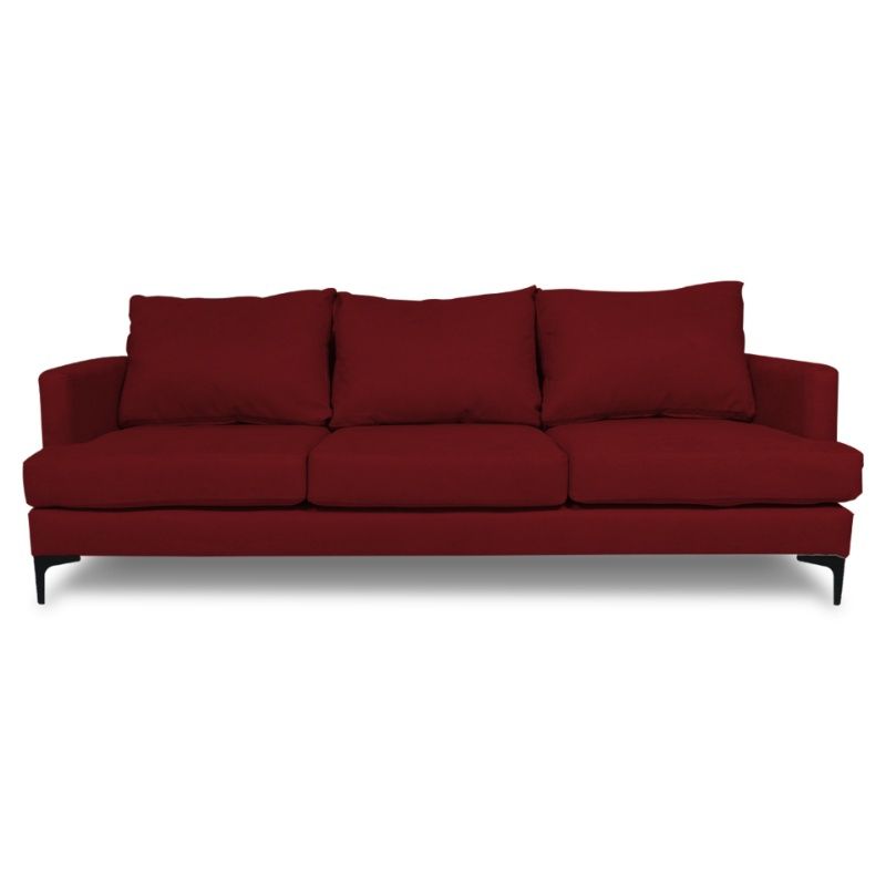SOFAS HOME - SOFA ALDARA FELPA ROJO 3 CUERPOS