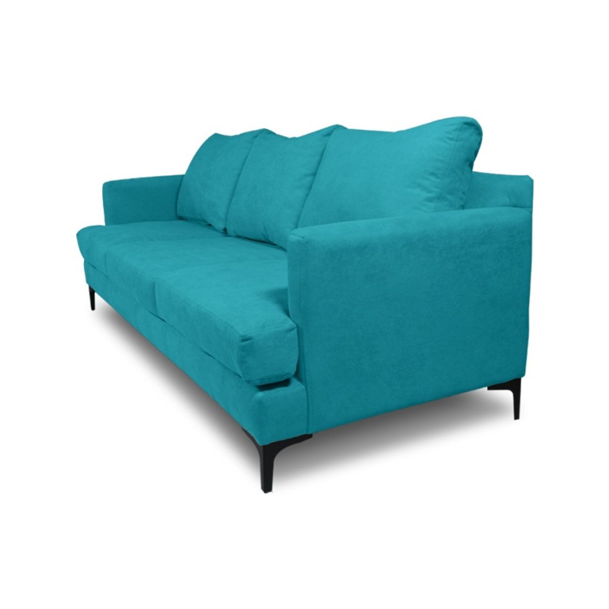 SOFAS HOME - SOFA ALDARA CHENILLE TIPO LINO TURQUESA 3 CUERPOS