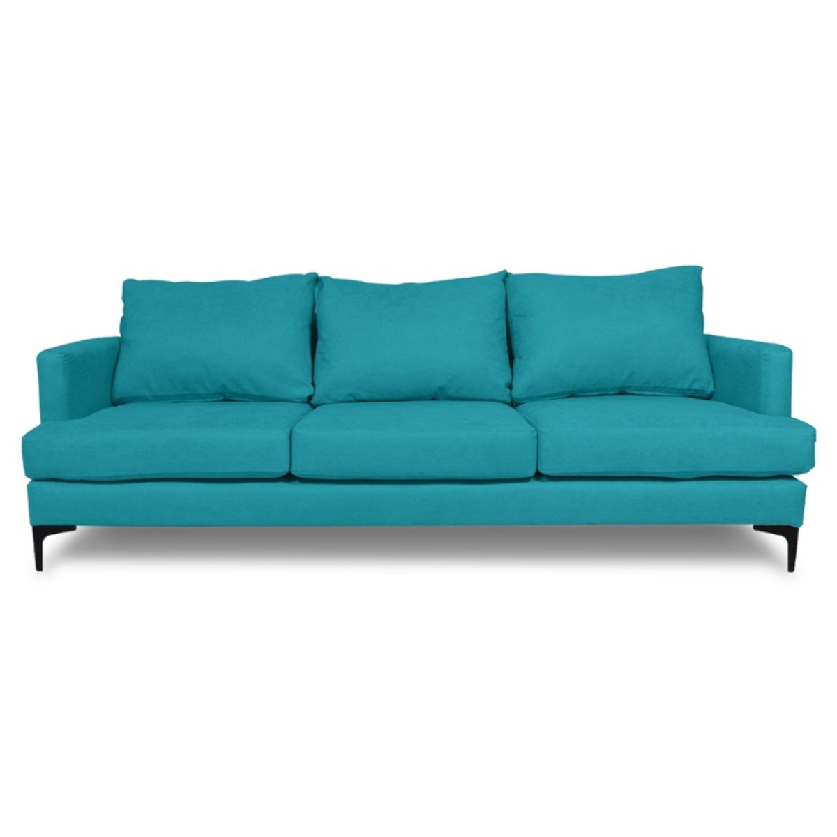 SOFAS HOME - SOFA ALDARA FELPA TURQUESA 3 CUERPOS