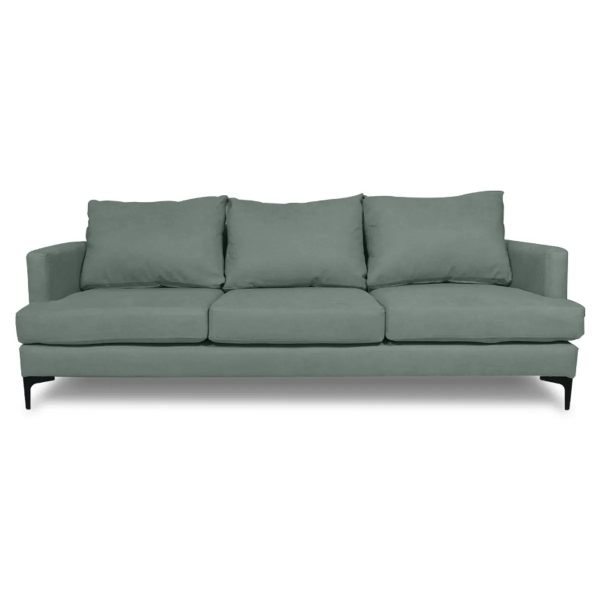 SOFAS HOME - SOFA ALDARA CHENILLE TIPO LINO VERDE 3 CUERPOS