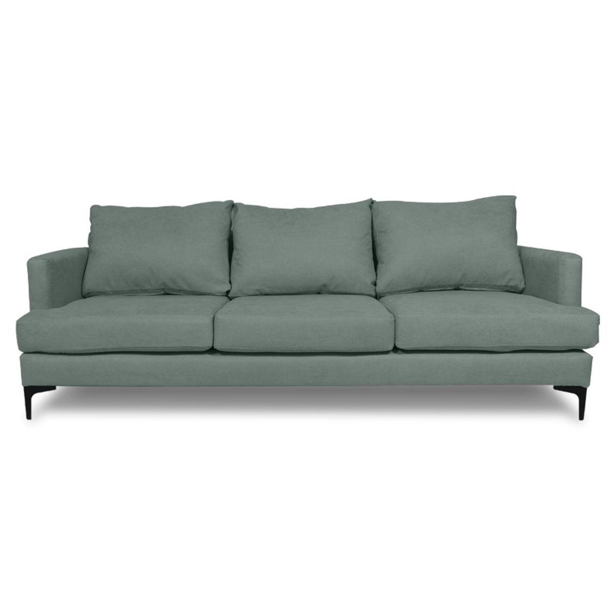 SOFAS HOME - SOFA ALDARA CHENILLE TIPO LINO VERDE 3 CUERPOS