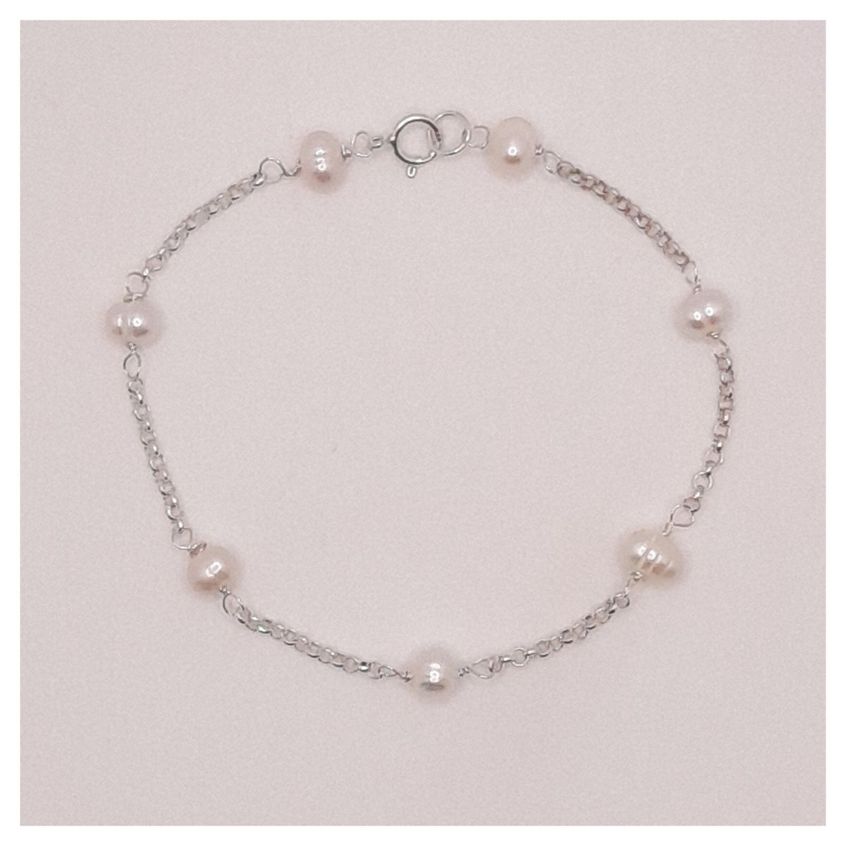 CAT JOYAS - Pulsera de plata fina con perlas de río