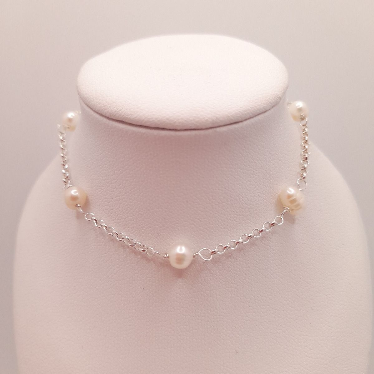 CAT JOYAS - Pulsera de plata fina con perlas de río