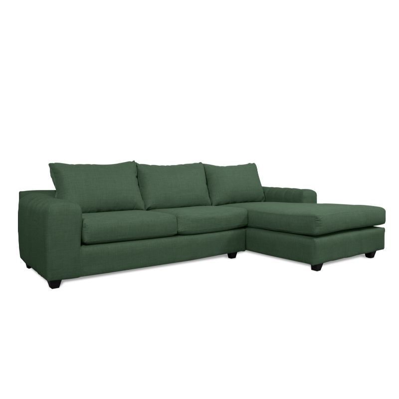 SOFAS HOME - SECCIONAL KANDRA CHENILLE TIPO LINO VERDE