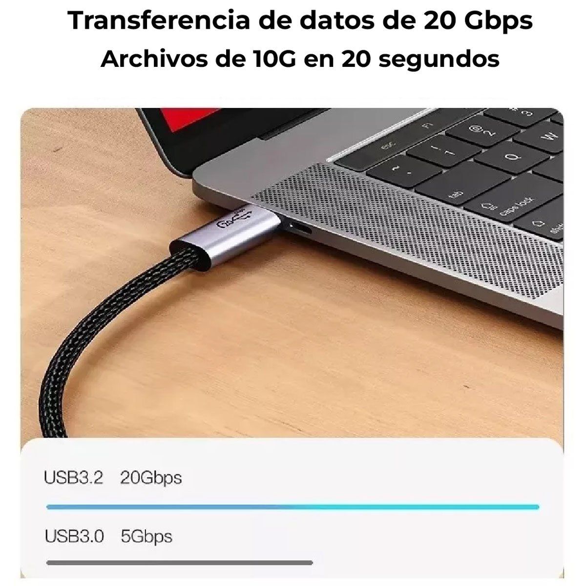 BESTLINK - CABLE USB-C 2 MTS. 4K, DATOS 10 GBPS, CARGA RAPIDA 100W
