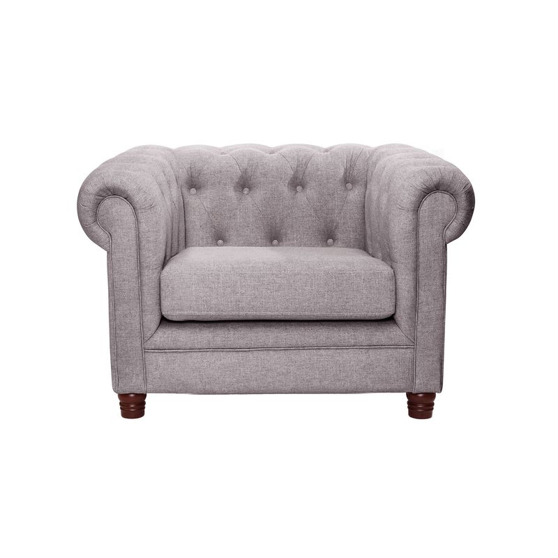 LATAM HOME - Sofá Florencia 1 Cuerpo Capitoné Lino Gris Claro
