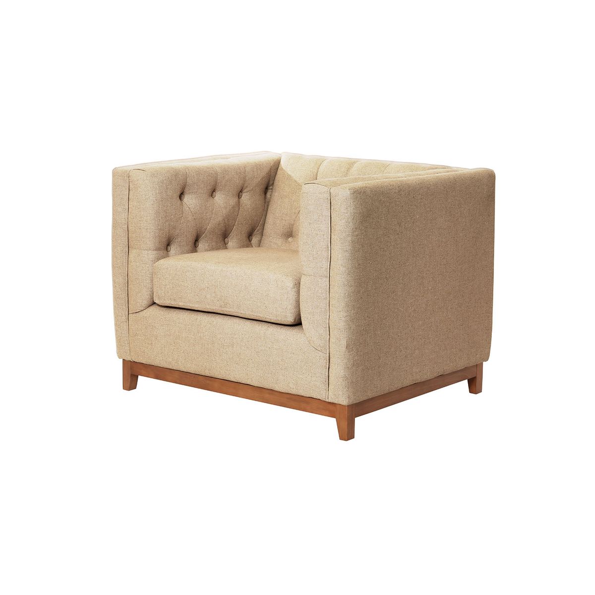 LATAM HOME - Sofá Roma 1 Cuerpo Capitoné Lino Natural