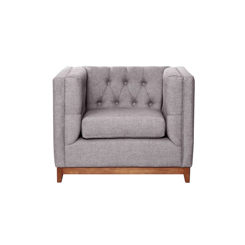 LATAM HOME - Sofá Roma 1 Cuerpo Capitoné Lino Gris Claro