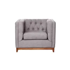 LATAM HOME - Sofá Roma 1 Cuerpo Capitoné Lino Gris Claro