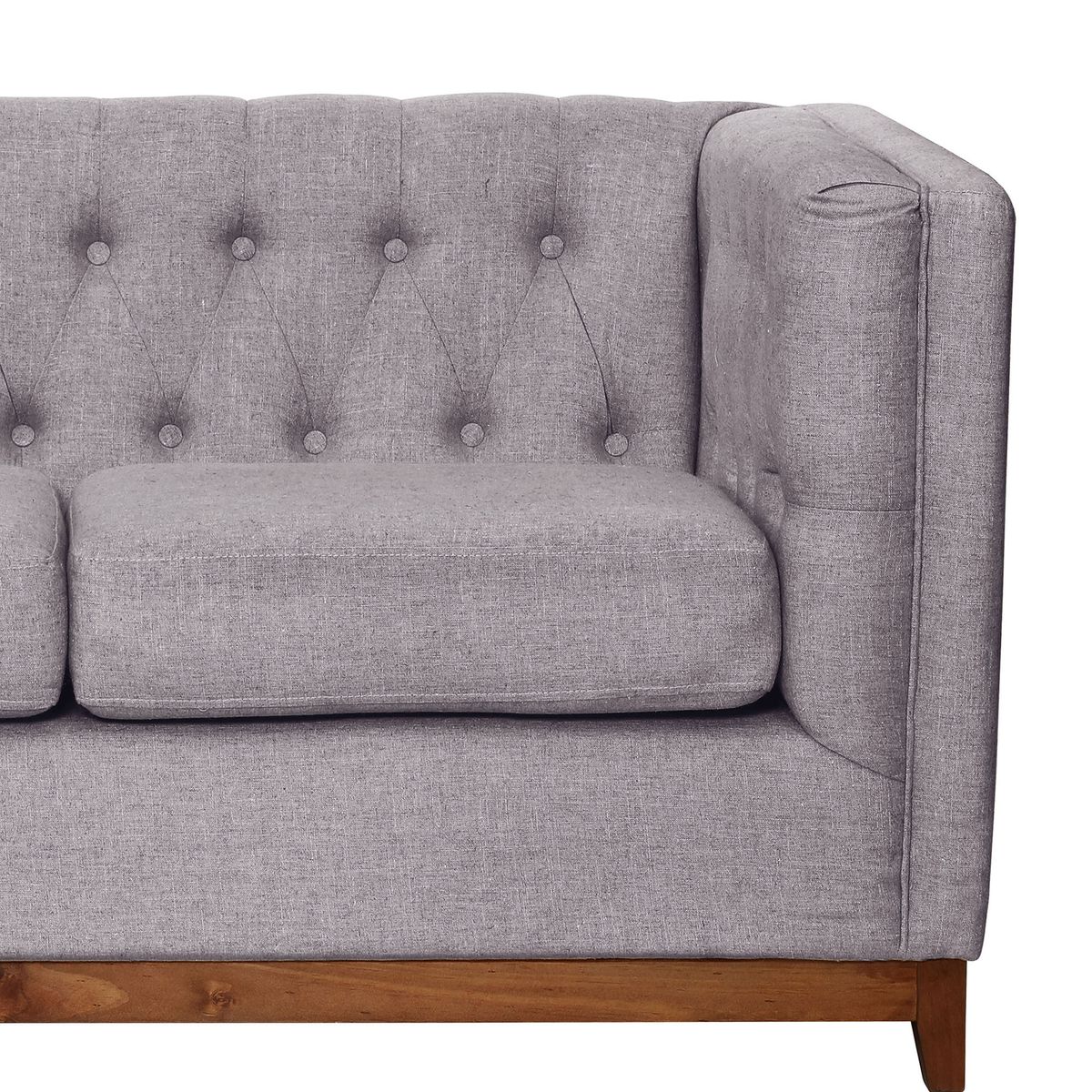 LATAM HOME - Sofá Roma 1 Cuerpo Capitoné Lino Gris Claro