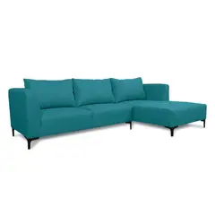 SOFAS HOME - SECCIONAL SURIA CHENILLE TIPO LINO TURQUESA