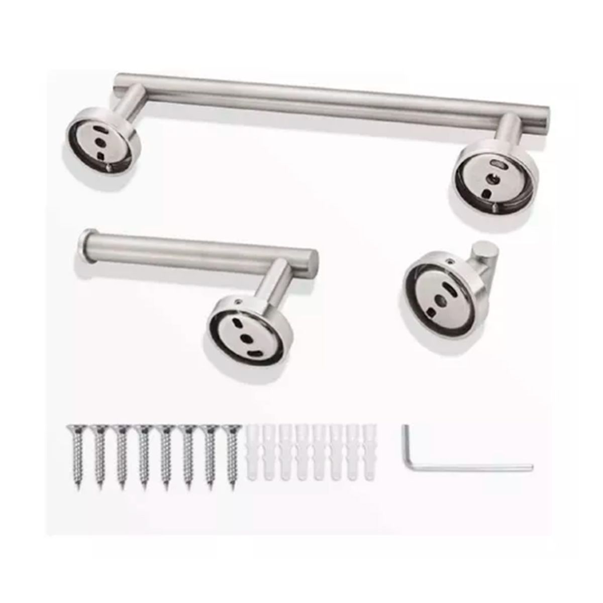 GENERICO - Set De 5 Accesorios De Baño Acero Inoxidable Plateado