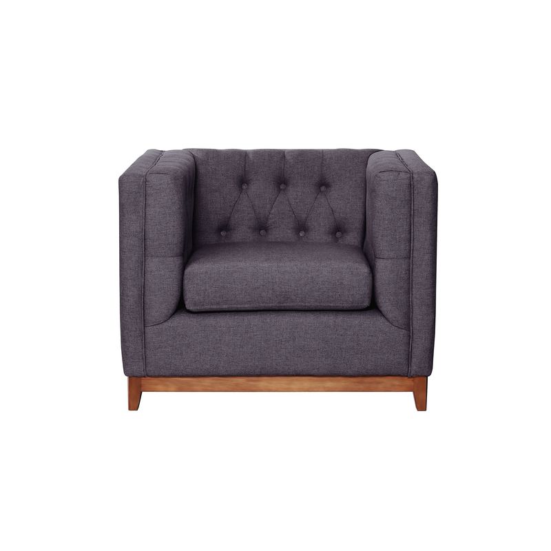 LATAM HOME - Sofá Roma 1 Cuerpo Capitoné Lino Gris Oscuro