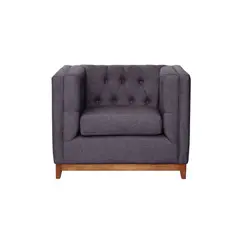 LATAM HOME - Sofá Roma 1 Cuerpo Capitoné Lino Gris Oscuro
