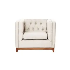 LATAM HOME - Sofá Roma 1 Cuerpo Capitoné Lino Blanco