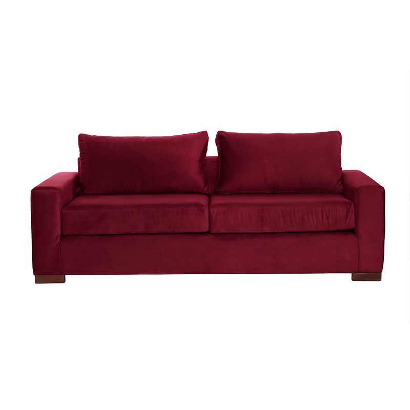 LATAM HOME - Sofá Livorno 3 Cuerpos Tela Velvet Burdeo
