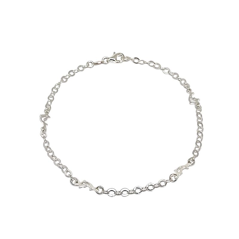 ANDREA COGGIOLA JOYAS - Tobillera Círculos Delfin Plata Fina 925