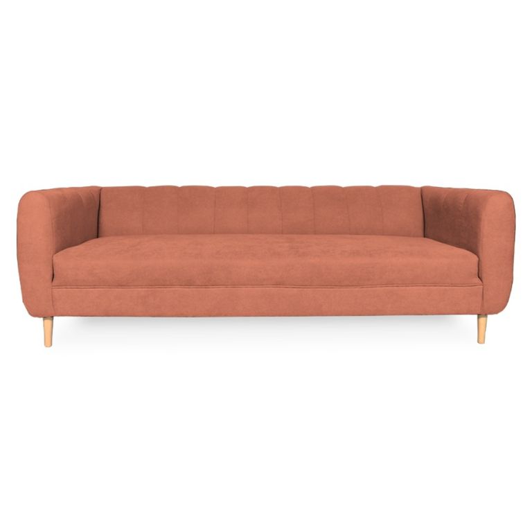 SOFA LYNETTE CHENILLE TIPO LINO PALO ROSA 2 CUERPOS